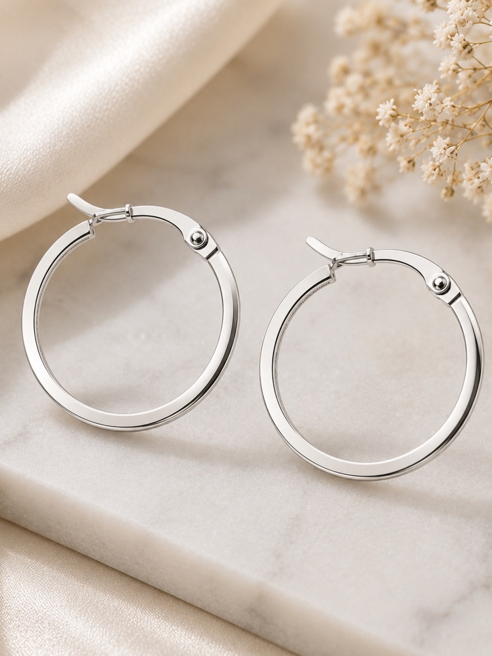 Silver Hoop Earrings - Classic Women's Jewelry